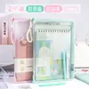 Bolsa de Arquivo A4 Transparente Macaron Grande Capacidade Cabe Livro Didático Zíper Mochila de Estudante Bolsa de Armazenamento Impermeável Espessada