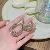 Pendientes de Plata de Ley S925 con Aguja, Personalizados, Completos de Circonita, Súper Brillantes, Estilo de Lujo Ligero de Alta Gama, Pendientes Populares, Elegantes y Exquisitos Accesorios de Moda para Orejas para Mujeres