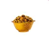Sacrificio plástico tazón de arroz dorado tazón lleno lingote de oro plástico tazón grande dorado moneda de oro sacrificio de entierro suministros funerarios