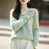 Suéter de Punto sin Costuras con Cuello en V Cepillado para Mujer, Suave y Cálido, Corte Ajustado, Top Básico Adelgazante para Capa Base