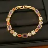 Pulseira com fecho redondo e quadrado cravejado de zircônia, simples e elegante, toque de luxo leve e nicho de alta qualidade, acessório de pulso personalizado e moderno