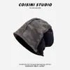 Gorro de Punto Estilo Retro Americano con Borde Enrollado, Parches Camuflaje, para Mujer, Sombrero Trendy de Moda para Primavera/Verano, Versátil en Estilos Japonés y Coreano, Hace que la Cara se Vea Más Pequeña