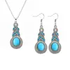 Pendientes de turquesa con incrustaciones de cristal azul, estilo retro, estilo europeo y americano, gran oferta, pendientes bohemios personalizados