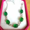 Venta al por mayor de fábrica pulsera de plata 925 de alto hielo con incrustaciones de calcedonia verde con forma de gota de agua, pulsera de ágata blanca y jade, joyería