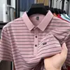 Nuevo estilo de camisa de verano casual a rayas para hombre, moda europea y americana, suéter con caída para hombres de mediana edad
