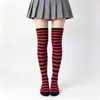Calcetines Rayados Navideños Hasta la Rodilla para Mujer, Estilo Japonés, Calcetines Largos Versátiles para Estudiantes, Calcetines para Fiesta de Cosplay de Halloween
