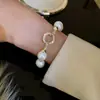 Pulsera de Cobre Micro-Pavimentada con Circonita Perla de Imitación Estilo Coreano Moda Pulsera de Celebridad de Internet Pulsera Elegante Personalizada con Diseño de Perlas para Mujeres