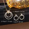 Conjunto de Colar e Brincos de Zircônia Light Luxury para Mulheres Estilo Europeu e Americano Pingente de Anel Duplo Full Diamond Corrente para Clavícula Moda Versátil Acessórios para Noiva