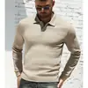 Otoño 2026 Transfronterizo Amazon Color Sólido 3D Moda Masculina Versátil Ajuste Delgado Manga Larga Jacquard Cuello Campana Camisa Polo