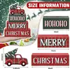 Set de Cuatro Piezas de Madera Señales Decorativas de Mesa Navideña, Sombreros Navideños, Piezas de Letrero de Madera para Decoración de Mesa Navideña, Soporte de Capas