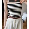 Nuevo top de tubo de punto a rayas de estilo coreano de verano, prenda exterior sin tirantes, top ajustado con parte inferior cruzada en el pecho para mujer