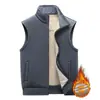 Chaleco de terciopelo dorado con forro polar para otoño e invierno, nuevo, para hombre, a prueba de frío, cálido, tipo chaqueta para personas de mediana edad y mayores
