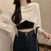 Suéter Tejido Mujer Diseño Estilo Coreano Único Suéter Corto Cruzado Mujer Otoño e Invierno