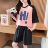 Moda de Celebridad de Internet Versátil Algodón Puro Combinación de Colores Traje Deportivo para Mujer Verano 2025 Talla Grande Manga Corta Pantalones Cortos Aspecto Adelgazante Conjunto de Dos Piezas