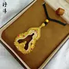 Loja de Ouro Mesmo Estilo Colar Pingente Cabaça Vazada Banhado a Ouro com Diamantes, Corrente de Suéter Pingente Buda Guan Zai Estilo Chinês Novo