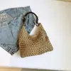 Bolso de Paja Tejida Calado de Verano, Bolso de Playa para Vacaciones, Bolso de Paja a la Moda, Bolso Tote de un Solo Hombro, Bolso Tejido a Mano