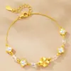 Pulseira de Trevo da Sorte em Prata S925 para Meninas Leve Luxo Exquisita Flor de Concha de Ágata Pulseira Presente de Dia dos Namorados