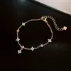 Pulsera de Trébol de Circonita y Nácar Lujo Ligero Temperamento de Gama Alta Joyería Estilo Coreano Ins Celebridad de Internet Estilo Popular Joyería al por Mayor