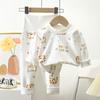 Roupas de outono para bebês e conjunto de calças de algodão para bebês, roupas de casa de cintura alta para meninos e meninas, pijama de proteção para barriga