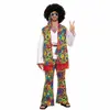 Conjunto de Halloween para hombre, pareja, estilo retro de los años 70, estilo europeo y americano, espectáculo de discoteca hippie, hombres y mujeres adultos.