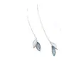 Pendientes de hoja azules y blancos de Corea del Sur con pasador de plata S925, pendientes de hoja, pendientes súper de hada, frescos, de celebridad de internet, elegantes para mujer