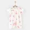 Macacão de Bebê Verão Estilo Fino Romper de Bambu de Manga Curta para Bebê Macacão para Quarto com Ar Condicionado para Recém-Nascido Pijama de Verão