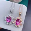 2023 nuevo colgante de plata de ley con incrustaciones de topacio rosa natural piedra maestra retro europea y americana para mujer 8*10mm
