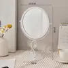Luxo leve, espelho de maquiagem de mesa moderno, espelho de penteadeira de pernas altas, espelho redondo de alta definição, espelho de beleza, espelho pequeno para quartos de dormitório