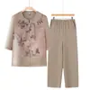 Conjunto de Ropa de Verano para Mujeres de Mediana Edad y Mayores 2026 Estilo Nuevo, Blusa para Mamá, Atuendo para Abuela, Ropa de Verano Delgada para el Día de la Madre