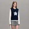 Colete jacquard de tricô retrô para outono, de corte solto e afina a silhueta, perfeito para usar sobre suéteres