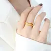Rueda de la Fortuna Anillos Personalizados Irregulares Europeos y Americanos para Hombres y Mujeres Hebilla de Garra Abierta Geométrica Anillos de Moda Tendencia Chapados en Oro