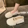 Zapatos planos cómodos para conducir para mujer, nuevo estilo de invierno 2026, planos de felpa con punta redonda, zapatos de algodón engrosados y forrados de felpa