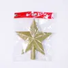 Decorações de Natal Decoração de árvore de Natal topo pentagonal Estrela de cinco pontas para topo de árvore Estrela de topo de árvore estrela com pó dourado