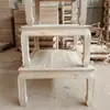 Mesa y Sillas de Comedor de Madera Maciza China Madera de Olmo Madera Blanca Mesa Cuadrada Mesa de los Ocho Inmortales Mesa Cuadrada Rectangular Mesa de Comedor Blanca en Blanco Blanca en Blanco