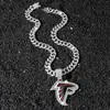 Cadena Completa de Diamantes para Hombre Transfronteriza Europea y Americana Estilo Hip-Hop Personalizada con Goteo de Aceite Colgante del Logo del Equipo Halcón