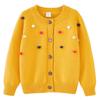 Ropa para Niños Cuello Redondo Cardigan de Punto de Bolas Colorido Suéter Abrigo de Algodón para Niñas Cardigan de Punto de Bolas Colorido Hecho a Mano al por Mayor
