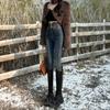 Calça Jeans Skinny de Cintura Alta com Forro de Lã Feminina Outono e Inverno 2024 Novo Stretch Slim Slim Fit Pés Pequenos com Botas Calças Lápis