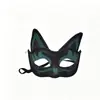 Máscara de Gato Halloween Media Máscara Accesorio Fiesta de Máscaras Veneciana Máscara con Forma de Gato con Purpurina