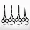 4.0/5.0/ 5.5 pulgadas Tijeras de Peluquería Lacadas en Negro, Tijeras para Cortar el Cabello, Tijeras Planas, Tijeras para Flecos, Tijeras Pequeñas