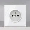 Interruptor de Pared para Mesita de Noche Tipo 86 Transfronterizo Creativo Panel Blanco de Vidrio Templado Balancín Autorestablecible con Luz Indicadora