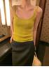 En Stock Estilo Americano Capas Genial Cuello en U Multicolor Tejido Lana Básico Camisola Top sin Mangas