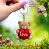 Accesorios Acrílicos con Forma de Corazón de Oso Lindo Transfronterizos Llavero Acrílico Colgante para Espejo Retrovisor de Coche Nuevo