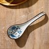 Cuchara de sopa grande de estilo japonés, cuchara de mango largo, cuchara de cerámica sencilla para restaurante doméstico, cuchara para sopa, cuchara para gachas, gran valor estético.