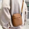 Bolsa de celular masculina estilo japonês pequena bolsa de ombro nova marca de moda casual simples bolsa de ombro masculina couro impermeável bolsa mensageiro feminina