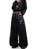 Jeans de pierna ancha con estampado creativo de espada en tonos oscuros para hombre y mujer, diseño de alta costura, pantalones largos holgados únicos, estilo hip-hop