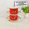 Vendas Diretas Transfronteiriças de Louças de Porcelana Óssea Cavalo de Guerra Vermelho Aijia, Xícaras de Cerâmica, Pratos de Jantar Estilo Ocidental, Xícaras de Chá de Luxo Leve Vintage, Xícaras de Café e Pires