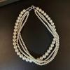 Collar de Perlas Shijia Retro Francés Luz Fuerte Set Pequeño Aretes de Diamantes Traje de Aretes Joyería Accesorios de Alta Gama para Mujeres