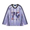 Camiseta de Manga Larga Ligeramente Transparente con Cuello en V y Estampado de Dibujos Animados para Mujer 2025 Otoño Nuevo Estilo Malla Linda Delgada Estilo Jersey Blusa