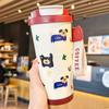 Taza de Acero Inoxidable 316 con Tubo de Succión para Doble Bebida Alto Valor de Color Taza de Café Portátil Oso Panda Doble Bebida Taza con Aislamiento para Frío y Calor