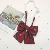 Corbata de lazo con corona de vino tinto plateado y material escolar, cuello de uniforme JK con flores, ropa académica japonesa, traje sin corbata, tendencia para hombres y mujeres.